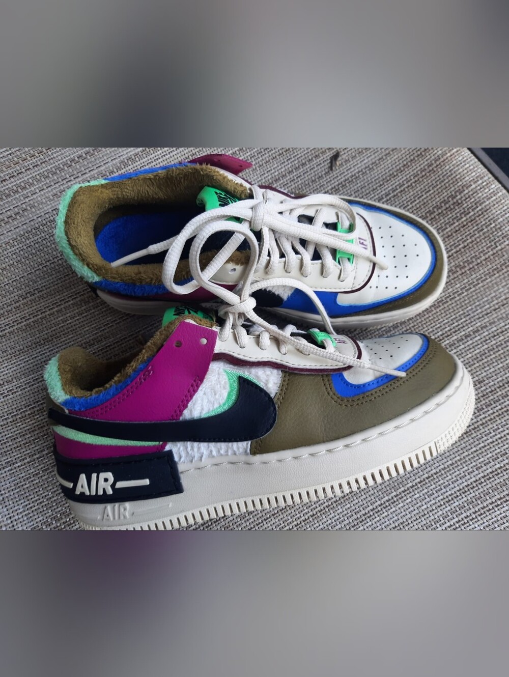 Nike Air Force 1 Multicolor Athletic Sneakers - White/Blue/Pink